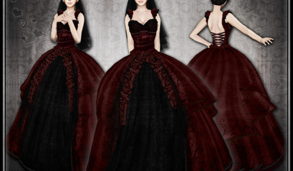 Alisandra Wedding Gown: Dark Versions in Red and Purple