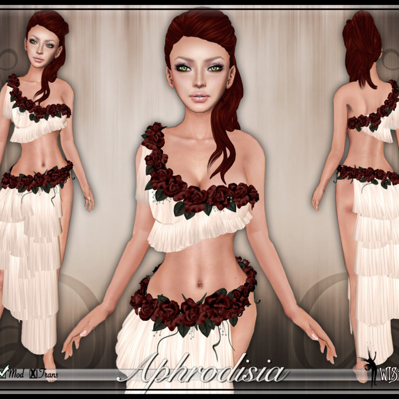 Aphrodisia: Greek Goddess Costume with Roses. Five Colors.